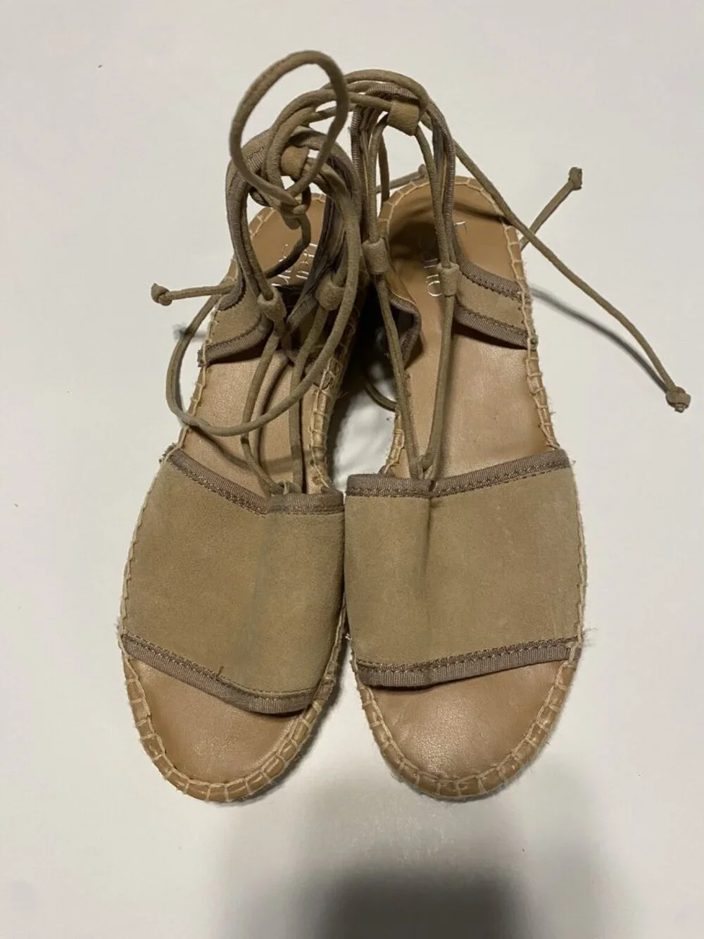 Franco Sarto 8 M Espadrilles Brown Suede Upper Wedge Sandals Boho Beach